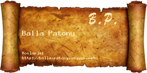 Balla Patony névjegykártya